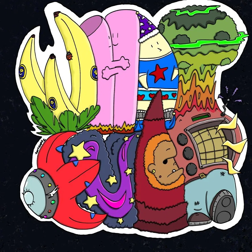 WHATEVER in character letters on a dark starry background