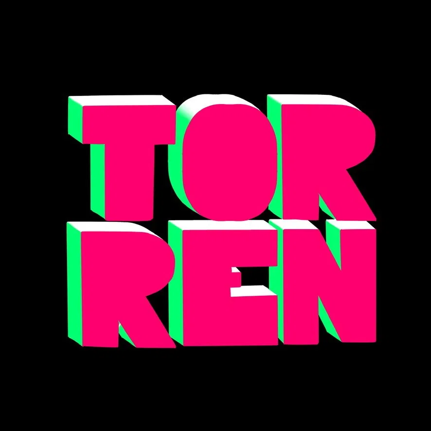 TORREN in 3D pink and green letters