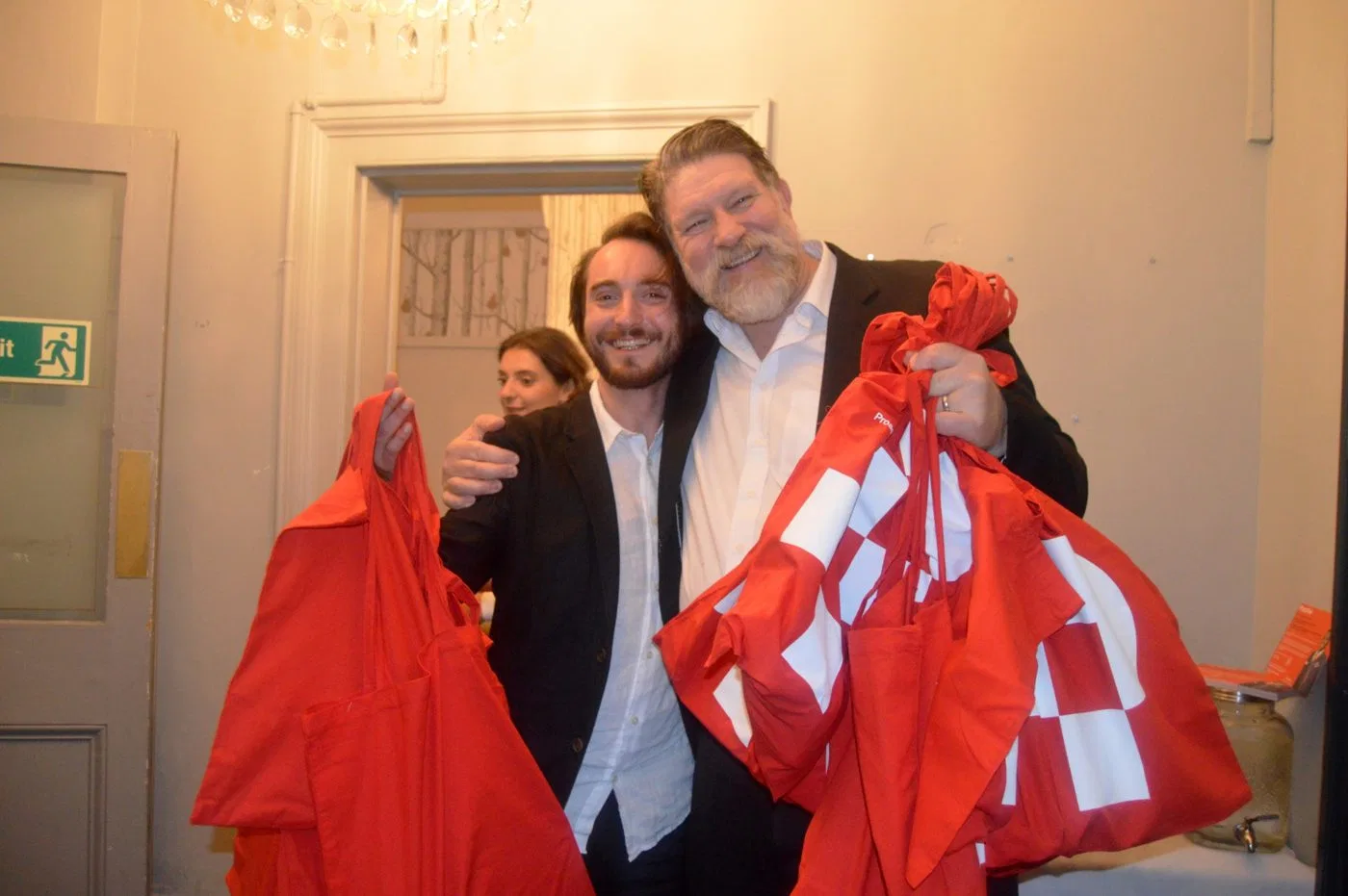 Armfuls of Lucky P goody bags